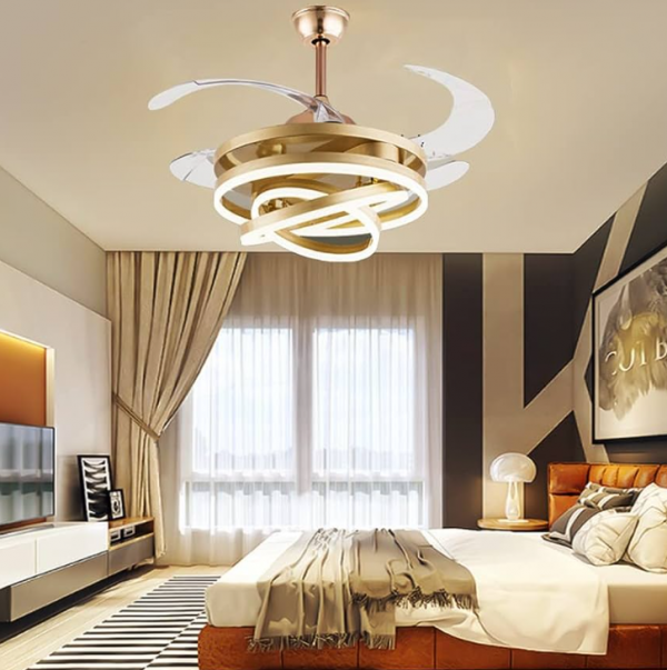 Penerangan Langit-langit dengan Kipas Gaya Art Deco